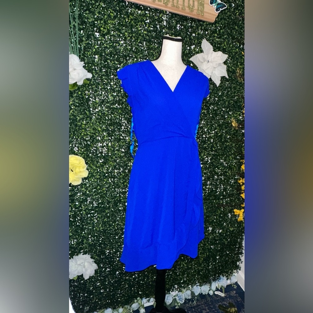 Monteau Mini Bright Blue Wrap Dress